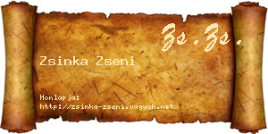Zsinka Zseni névjegykártya